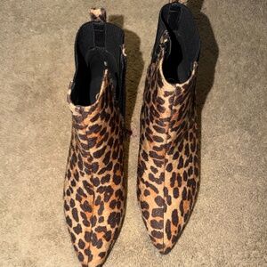Animal print kitten ankle boots